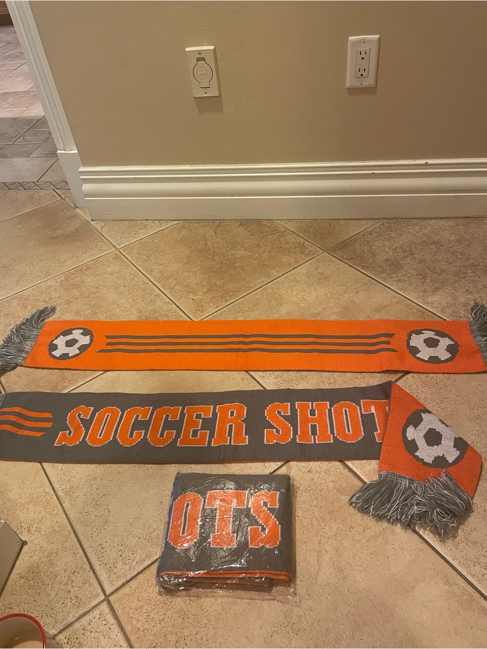 Soccer Shot Orange & Gray Fan Scarf